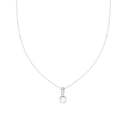 Kette mit diamantierter Gliederkette, mit Lichtpunkt und weißen Cubic Zirconia, aus 925er Silber, rhodiniert - MeinSchmuckShop
