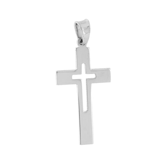 Anhänger Lateinisches Kreuz aus 925er Silber, galvanisch rhodiniert - MeinSchmuckShop