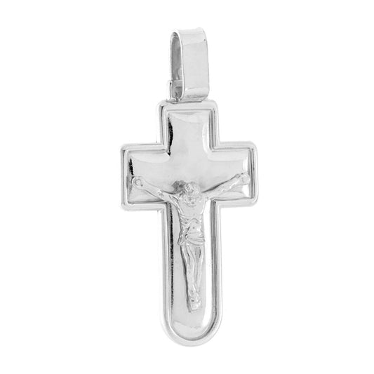 Anhänger Lateinisches Kreuz mit Jesus Christus, aus Silber 925, galvanisch rhodiniert - MeinSchmuckShop
