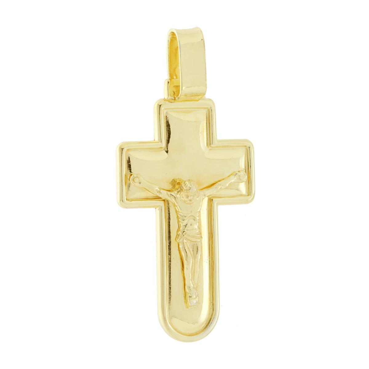 Lateinisches Kreuzanhänger mit Jesus Christus, Silber 925, vergoldet - MeinSchmuckShop