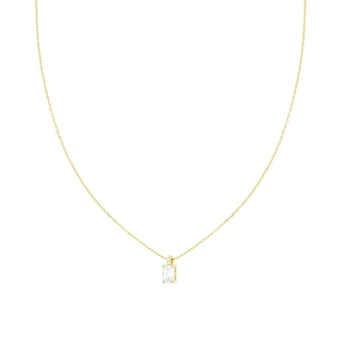 Kette mit Ankerkette, diamantiert, mit rechteckigem Lichtpunkt, Cubic Zirconia, weiß, Silber 925, galvanisch vergoldet - MeinSchmuckShop