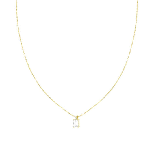 Kette mit Ankerkette, diamantiert, mit rechteckigem Lichtpunkt, Cubic Zirconia, weiß, Silber 925, galvanisch vergoldet - MeinSchmuckShop