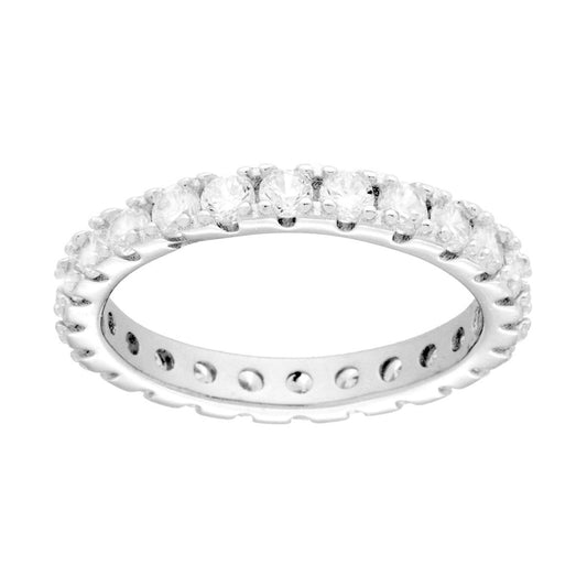 Eternity-Ring mit Rundband, mit weißen Cubic-Zirconia, 3 mm, aus 925er Silber, rhodiniert galvanisch - MeinSchmuckShop