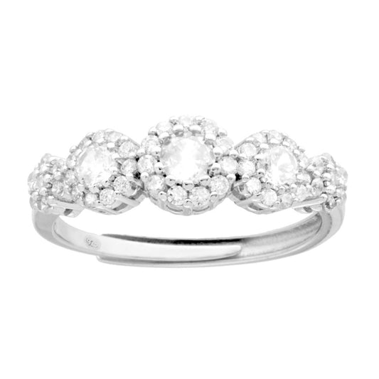 Ring Veretta Blumen, verziert mit weißen Cubic Zirconia, aus 925er Silber, rhodiniert galvanisch. - MeinSchmuckShop