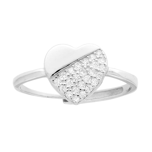 Ring mit Herz aus Cubic Zirconia, weiß, in 925 Sterling Silber, rhodiniert. - MeinSchmuckShop