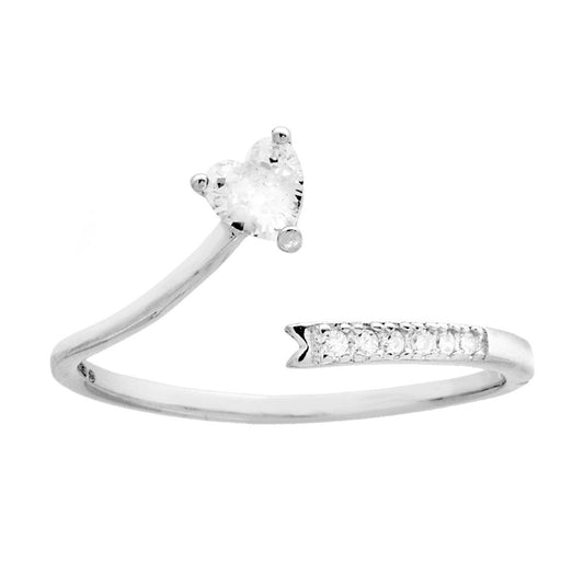 Ring Contrarie mit weißem Cubic Zirconia-Herz aus Silber 925 Rhodiumbeschichtung - MeinSchmuckShop