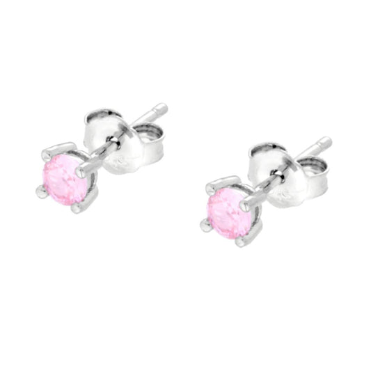 Ohrstecker Rosa Punto Luce Cubic Zirconia 3 mm aus Silber 925 Rhodiumbeschichtet. - MeinSchmuckShop