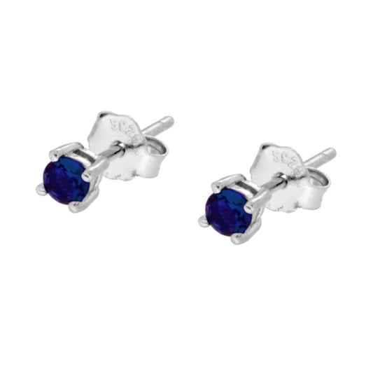Ohrringe Punto Luce Blau Saphir Cubic Zirconia 3 mm in Silber 925 rhodiniert - MeinSchmuckShop