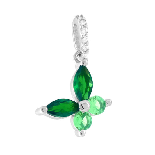 Schmetterlingsanhänger mit Cubic Zirconia, Marquise, Smaragdgrün und Hellgrün, in 925er Silber rhodiniert - MeinSchmuckShop
