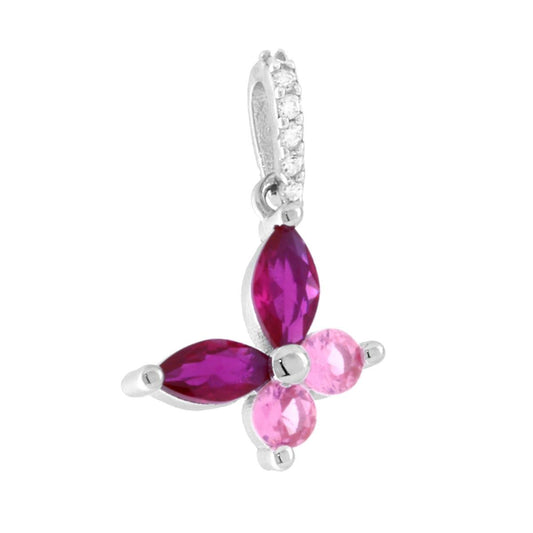 Schmetterlingsanhänger mit Cubic Zirconia im Marquise-Schliff, Rubinrot und Rosa, aus 925er Silber rhodiniert. - MeinSchmuckShop