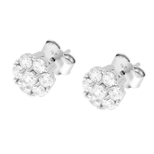 Ohrstecker Punto-Luce Blume mit weißen Cubic Zirconia aus 925er Silber, rhodiniert. - MeinSchmuckShop
