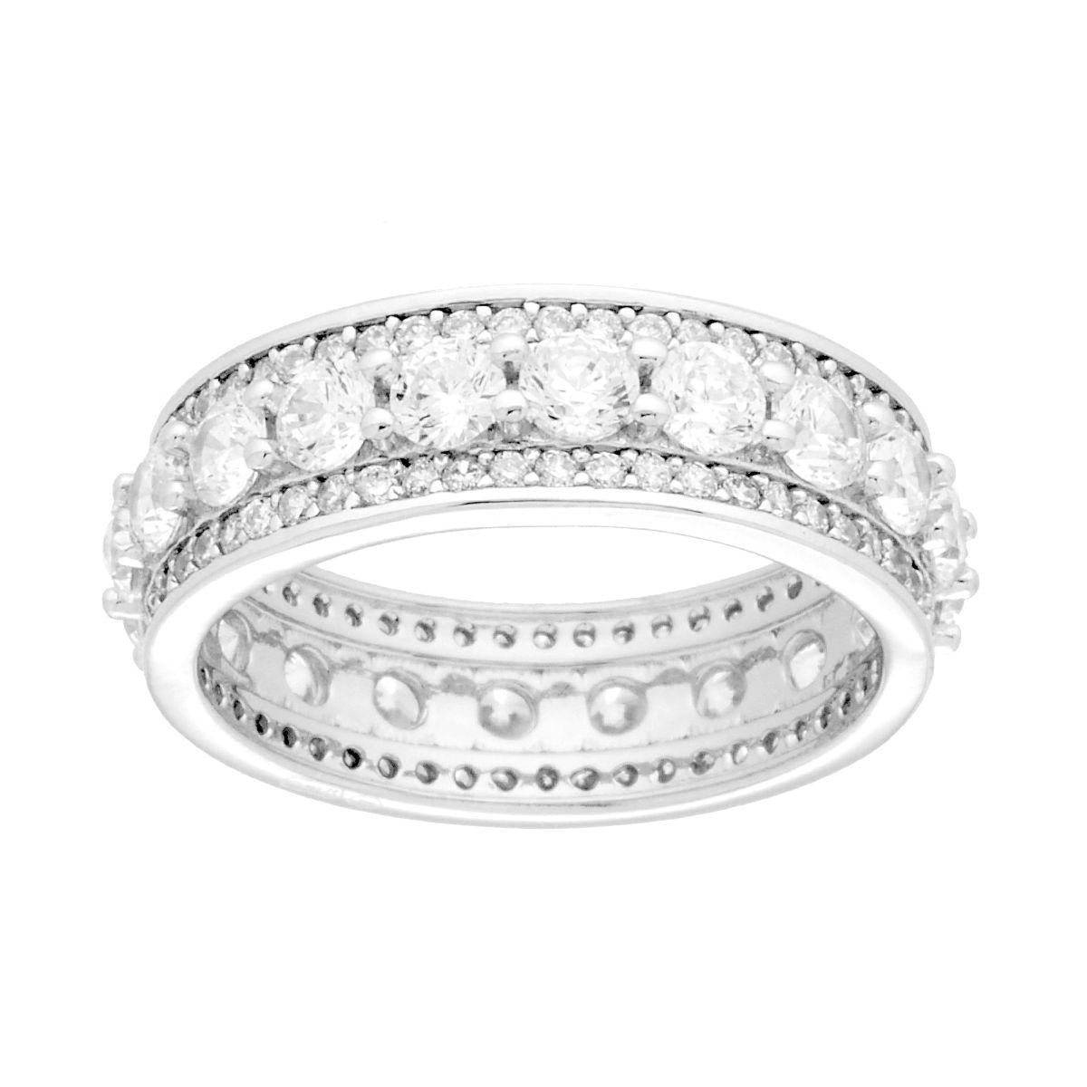 Eternity-Ring mit weißen Cubic Zirconia in 925er Silber, rhodiniert - MeinSchmuckShop