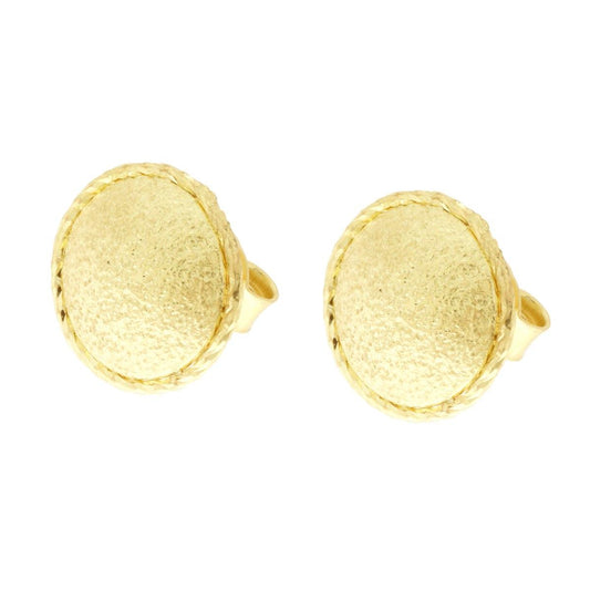 Runde Ohrringe mit gebürsteter Brillant-Optik aus 925er Silber, Goldgalvanik - MeinSchmuckShop