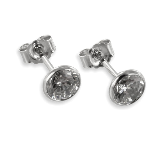 Ohrstecker mit Zirkonia 5mm - Weißgold 333/000