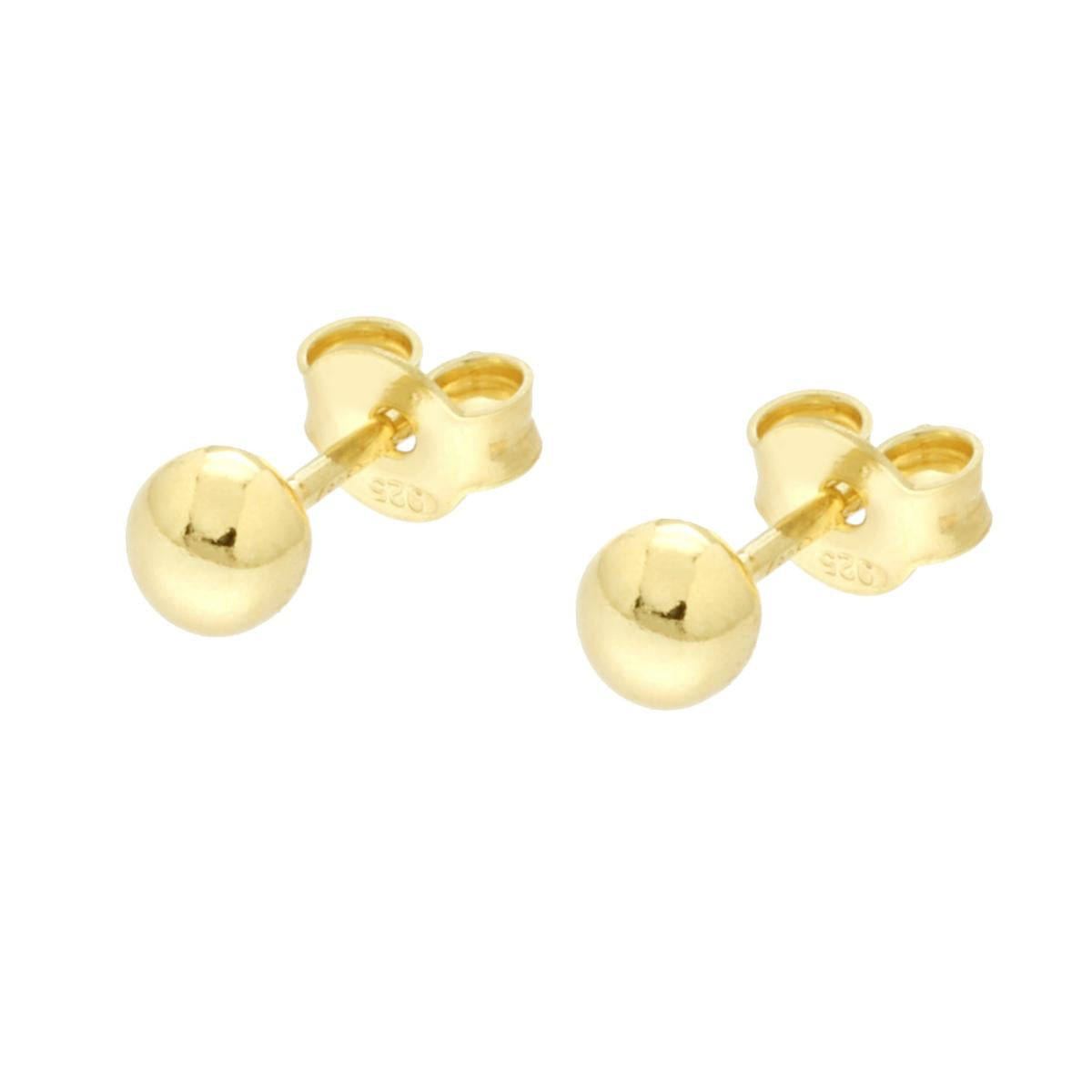 Ohrstecker Kugel 4 mm in Silber 925 mit Goldgalvanik - MeinSchmuckShop