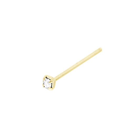 Nasenpiercing-Krallenstift mit weißem Zirkon, Ø 1 mm, aus 925er Silber, galvanisch vergoldet - MeinSchmuckShop