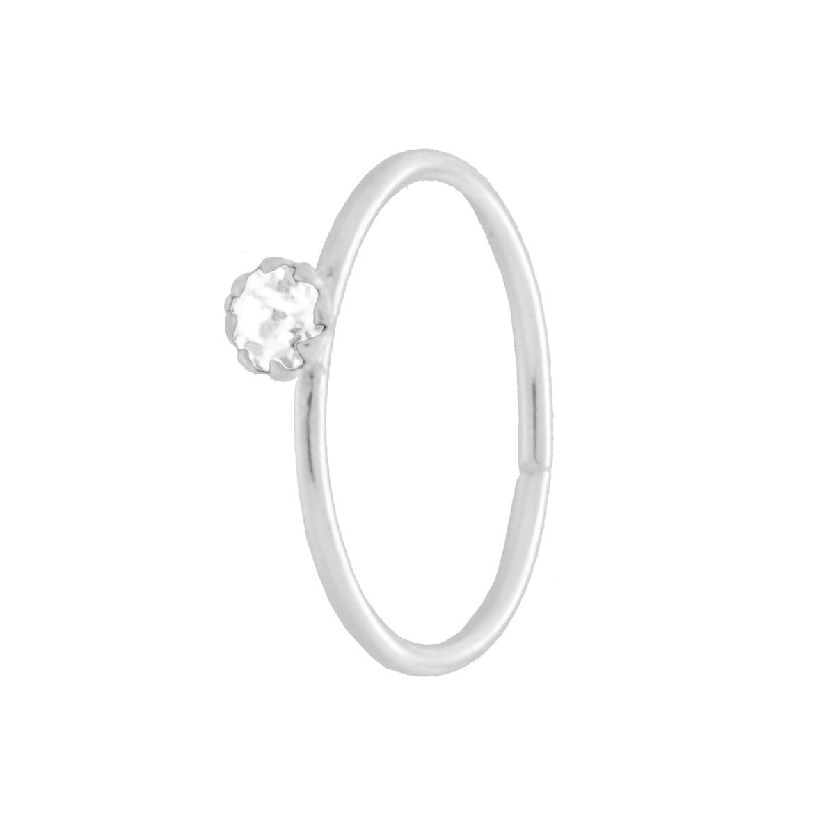 Nasenpiercing Ring 10 mm mit weißem Cubic Zirconia Stein in Sterlingsilber 925 - MeinSchmuckShop