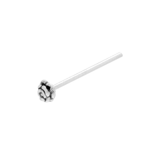 Nasenpiercing-Chiodino mit rosa Blume, 2,3 mm, Silber 925 brüniert - MeinSchmuckShop