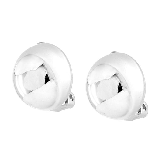 Clip-Ohrstecker Halbkugel Ø 15 mm aus Silber 925, rhodiniert. - MeinSchmuckShop