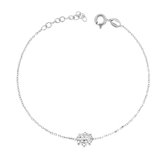 Armband mit diamantierter Kettenkette, Marienkäfer und weißen Cubic-Zirconia aus rhodiniertem 925er Silber - MeinSchmuckShop
