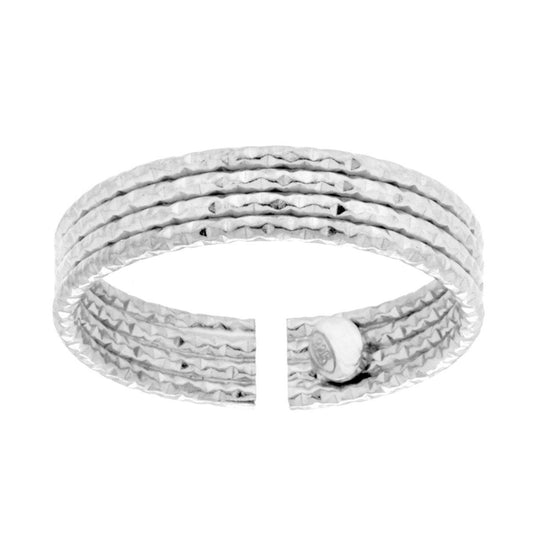 Ring mit mehrreihigem Band, diamantiert, aus 925er Silber, galvanisch rhodiniert. - MeinSchmuckShop