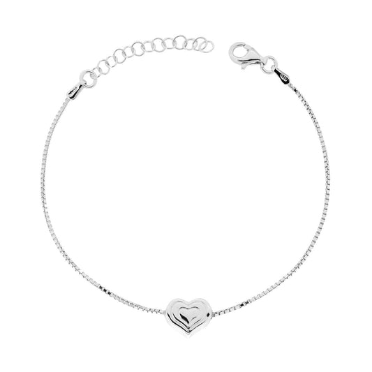 Armband mit venezianischer Kette und zentralem Herz aus 925er Silber, rhodiniert - MeinSchmuckShop