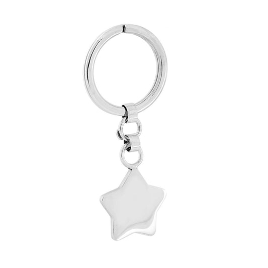 Schlüsselanhänger für Herren und Damen mit Ring und Stern, schlicht, in Silber 925 galvanisch Rhodium - MeinSchmuckShop
