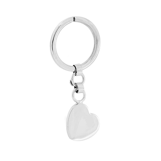 Schlüsselanhänger Herren und Damen mit Ring, mit schlichtem Herz, aus Silber 925, galvanisch rhodiniert Rhodium. - MeinSchmuckShop