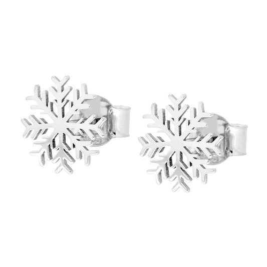 Ohrstecker Schneeflocke aus 925er Silber, rhodiniert - MeinSchmuckShop