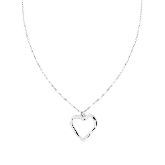 Kette mit facettierter Diamantierung und Herz aus Edelstahl - MeinSchmuckShop