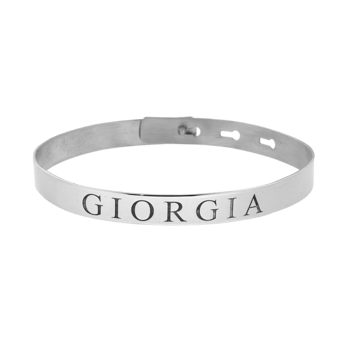 Sklavenarmband, glatt, 7 mm, mit eingraviertem Namen GIORGIA, Schnappverschluss, aus 925er SilbergRhodi... wait.

Oops. Let's correct.

Final: Sklavenarmband, glatt, 7 mm, mit eingraviertem Namen GIORGIA, Schnappverschluss, aus 925er Silber, rhodiniert. - MeinSchmuckShop