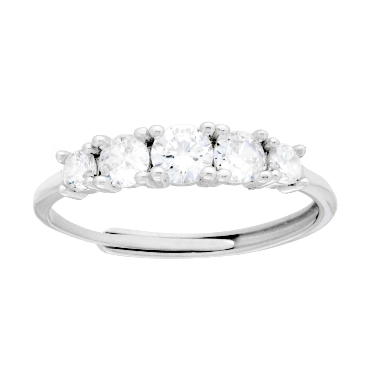Veretta-Ring mit weißen Cubic Zirconia, degradé, 4 mm, 2,5 in, Silber 925, rhodiniert. - MeinSchmuckShop