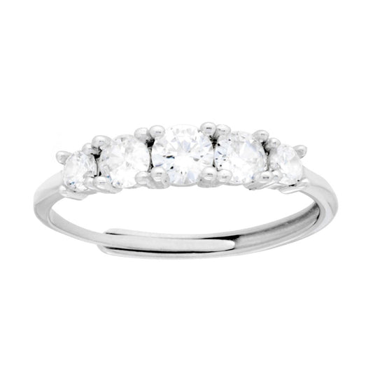 Veretta-Ring mit weißen Cubic Zirconia, degradé, 4 mm, 2,5 in, Silber 925, rhodiniert. - MeinSchmuckShop