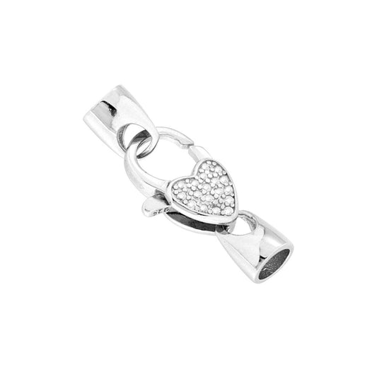 Verschluss Schmuck Herz-Papagei mit weißen Cubic Zirconia, Silber 925 galvanisch Rhodium. - MeinSchmuckShop