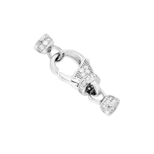 Parakeet-Beak-Schmuckverschluss mit weißen Cubic Zirconia in 925er Silber, rhodiniert - MeinSchmuckShop