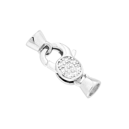 Papageienverschluss aus 925er Silber, rhodiniert, mit weißen Cubic Zirconia - MeinSchmuckShop