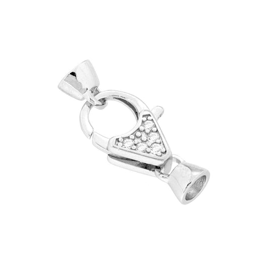 Papageienverschluss für Schmuck mit weißen Cubic-Zirkonien in 925er Silber, galvanisch rhodiniert. - MeinSchmuckShop