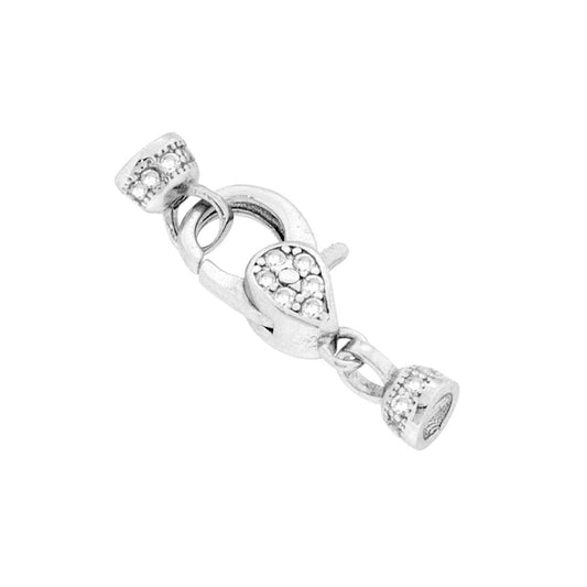 Papageienverschluss mit weißen Cubic Zirconia, aus 925er Silber rhodiniert - MeinSchmuckShop