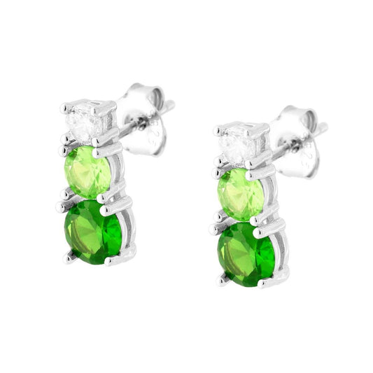 Ohrringe Trilogy mit Cubic Zirconia Smaragdgrün Degradé in 925er Silber rhodiniert - MeinSchmuckShop