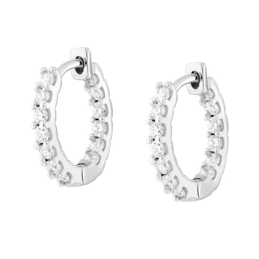 Creolen aus 925er Silber mit weißen Cubic Zirconia, rhodiniert - MeinSchmuckShop