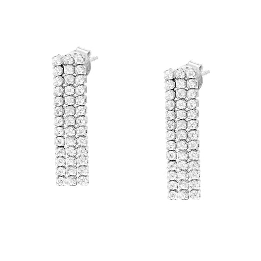 Drei-Faden-Tennis-Ohrringe mit weißen Cubic Zirconia in Sterlingsilber 925 rhodiniert - MeinSchmuckShop