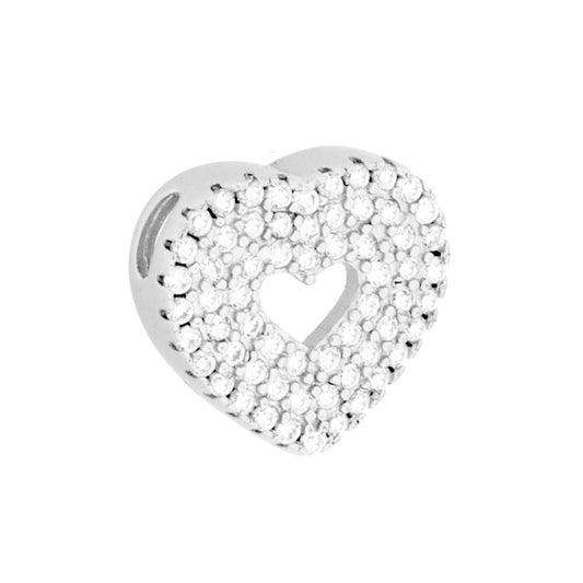 Offener Herzanhänger mit weißen Cubic Zirconia, aus 925er Silber, rhodiniert - MeinSchmuckShop