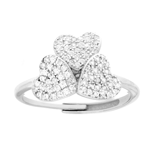 Ring Liebe Love mit Herzen mit weißen Zirkonien in Silber 925 rhodiniert - MeinSchmuckShop