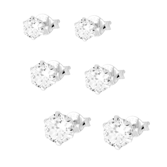 Ohrringe Punto Luce Kristall Weiß mm 4/5/6 aus Edelstahl - MeinSchmuckShop