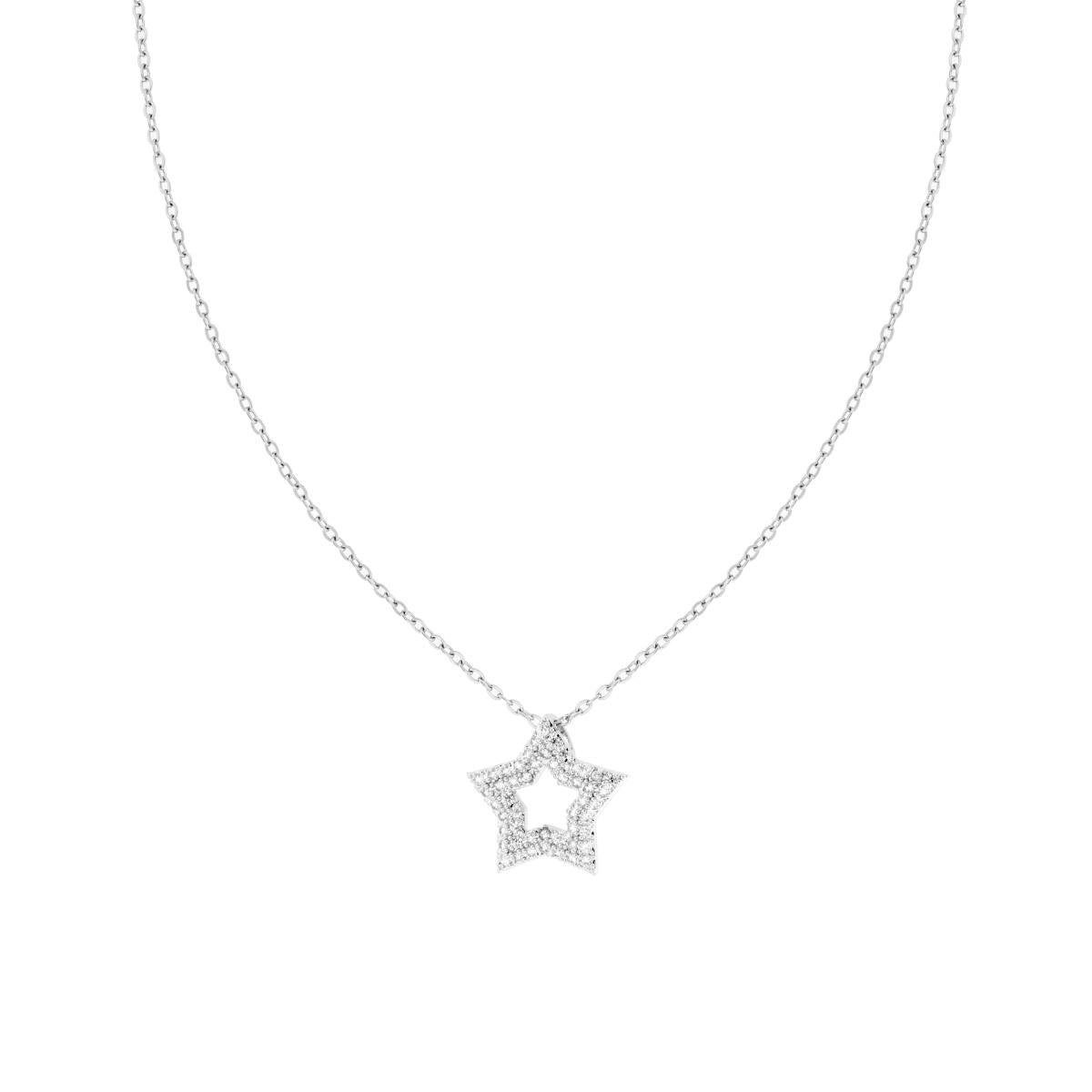 Kette aus Forzatina-Diamantkette mit Stern und Crystal Bianchi aus Edelstahl - MeinSchmuckShop