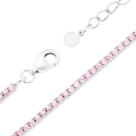 Tennis-Armband 16+3 cm mit Zirkonia Ø 1,5 mm Rosa in Silber 925 Rhodium-Galvanik - MeinSchmuckShop