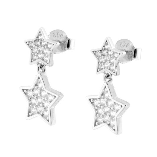 Stern-Ohrstecker mit weißen Cubic Zirconia in 925er Silber, rhodiniert - MeinSchmuckShop