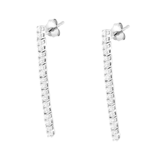 Tennis-Ohrstecker mit weißen Cubic Zirconia aus 925er Silber rhodiumbeschichtet - MeinSchmuckShop