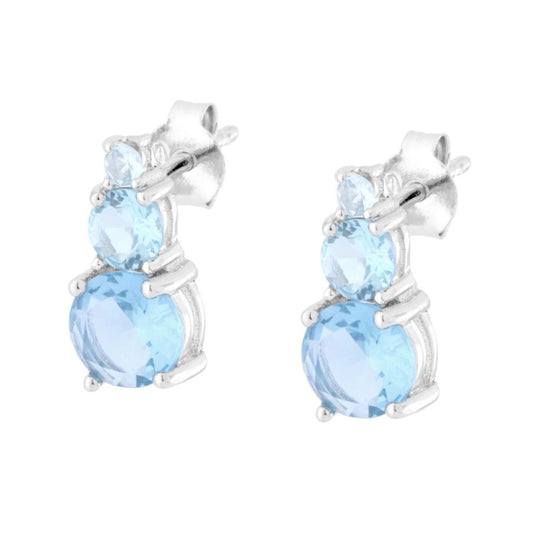 Ohrringe Trilogy Degrade mit Cubic Zirconia Aquamarin aus Silber 925 galvanisch rhodiniert. - MeinSchmuckShop