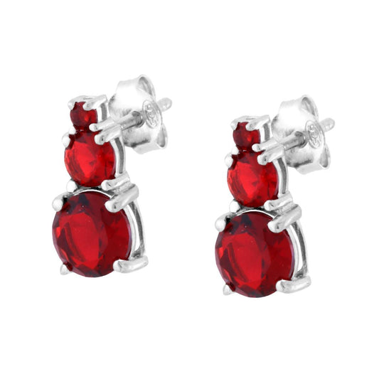 Ohrstecker Trilogy Degrade mit Rubinrotem Cubic-Zirconia in Silber 925 galvanisch rhodiniert - MeinSchmuckShop